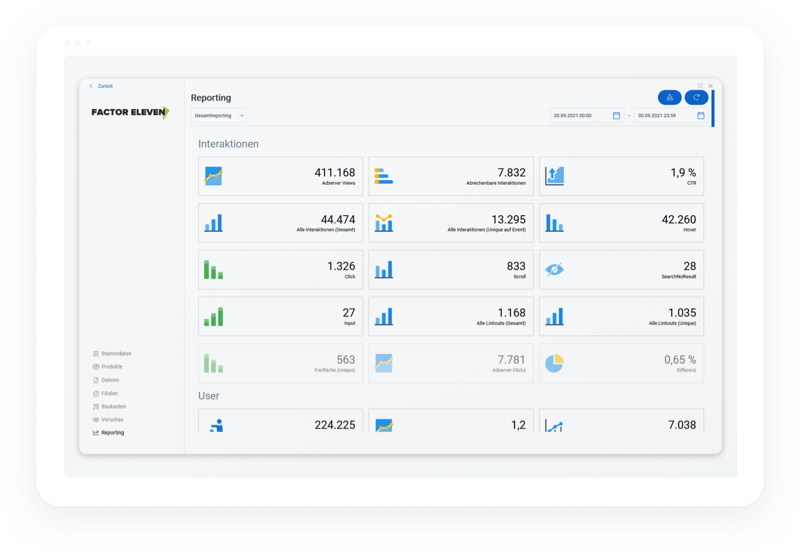 Factor Eleven Plattform Reporting Modul